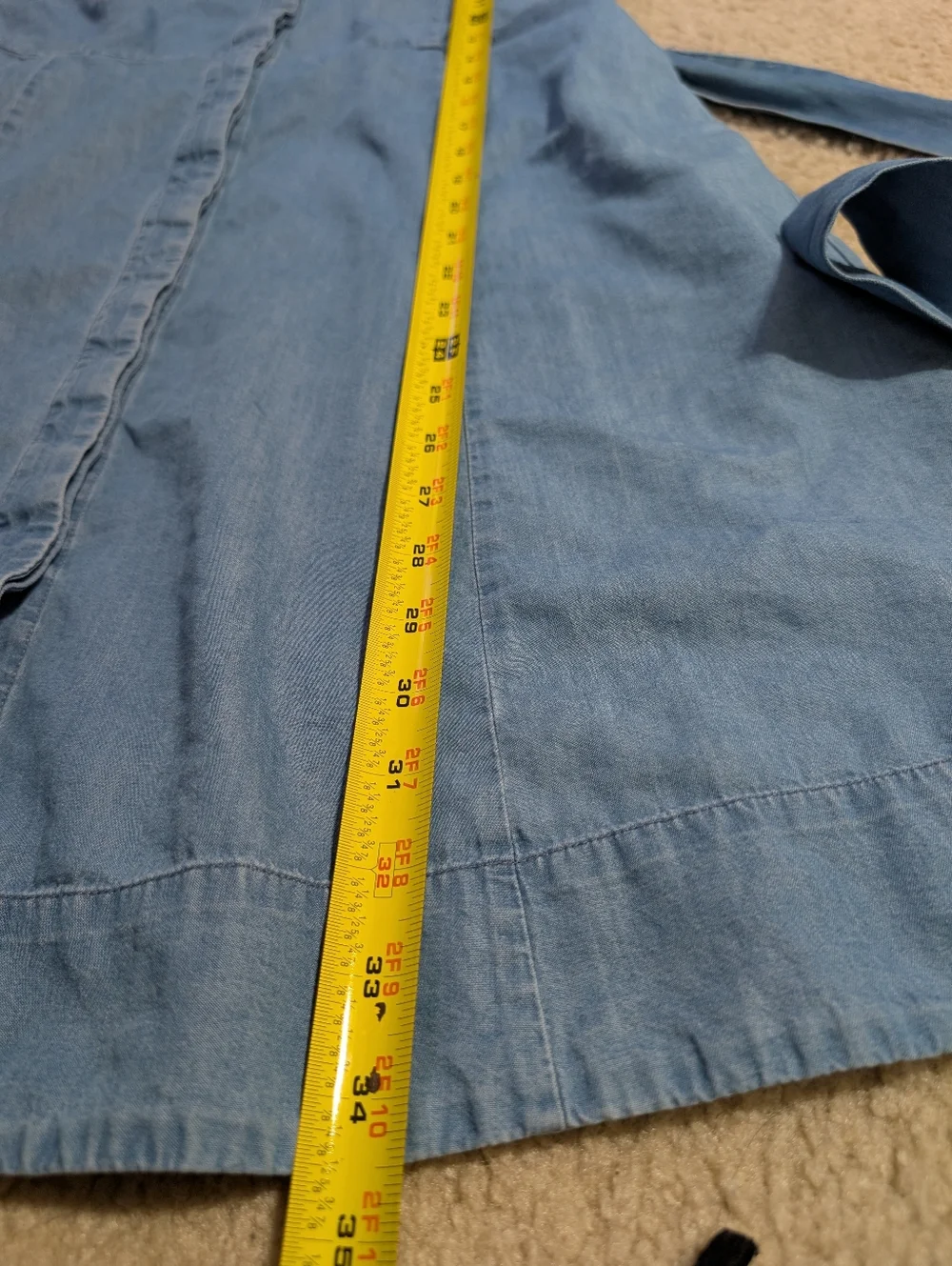 Boden Aubrey Denim Midi Chambray Tie-Waist Dress in Light Blue Size US 6 - Picture 9 of 11